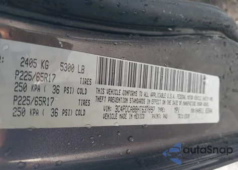 2017 Dodge Journey Se из США, поврежденный, VIN 3C4PDCAB8HT637897